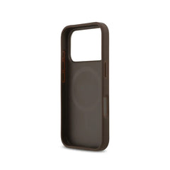 GUESS Funda para iPhone 17 Pro – Carcasa con MagSafe Estampado 4G Flores Marrón, Diseño Elegante y Ajuste Preciso