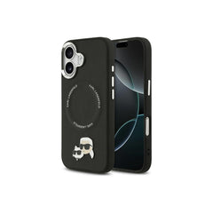 KARL LAGERFELD iPhone 17 Case - Black PU Case with MagSafe with K&C Pins, Elegant Design and Precise Fit