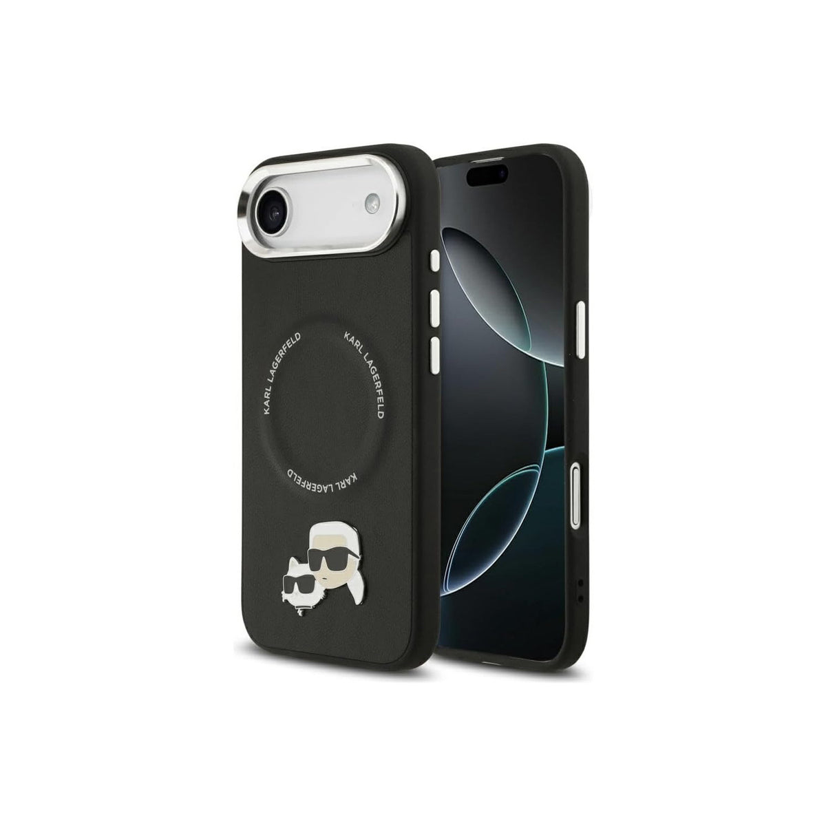 KARL LAGERFELD Funda con Detalles Karl & Choupette para iPhone Air Compatible con MagSafe, Negra