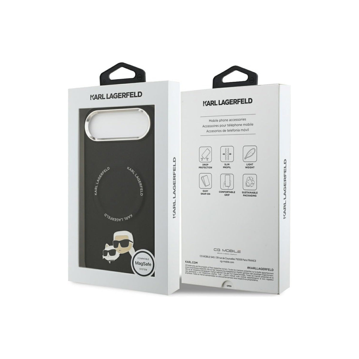 KARL LAGERFELD Funda con Detalles Karl & Choupette para iPhone Air Compatible con MagSafe, Negra