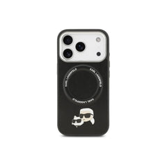 KARL LAGERFELD iPhone 17 Pro Case – Black PU Case with MagSafe with K&C Pins, Elegant Design and Precise Fit