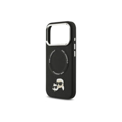 KARL LAGERFELD iPhone 17 Pro Case – Black PU Case with MagSafe with K&C Pins, Elegant Design and Precise Fit