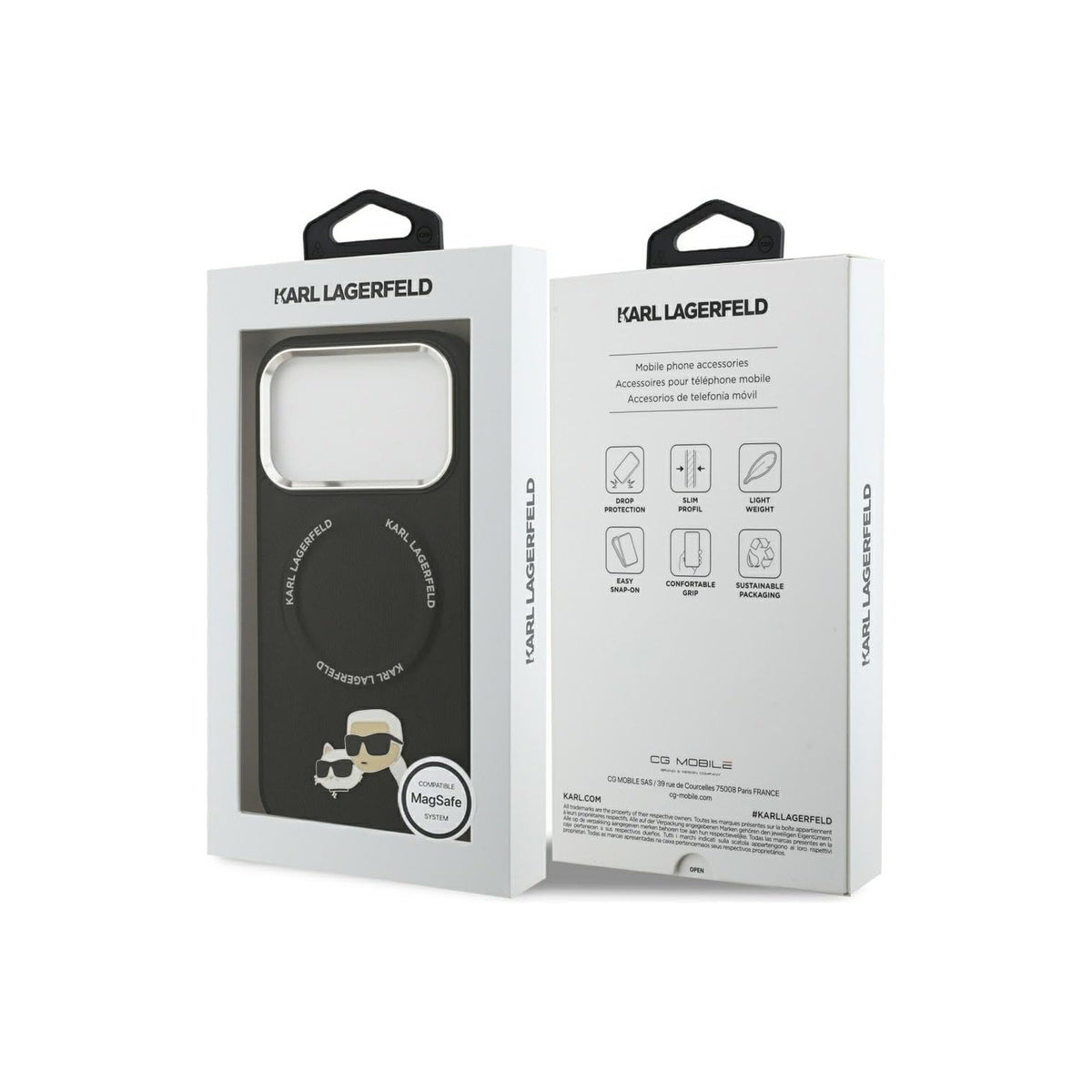 KARL LAGERFELD Funda Karl & Choupette para iPhone 17 Pro/18 Pro Compatible con MagSafe, Negra