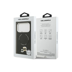 KARL LAGERFELD iPhone 17 Pro Case – Black PU Case with MagSafe with K&C Pins, Elegant Design and Precise Fit