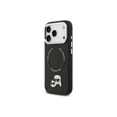 KARL LAGERFELD iPhone 17 Pro Max Case - Black PU Case with MagSafe with K&C Pins, Elegant Design and Precise Fit