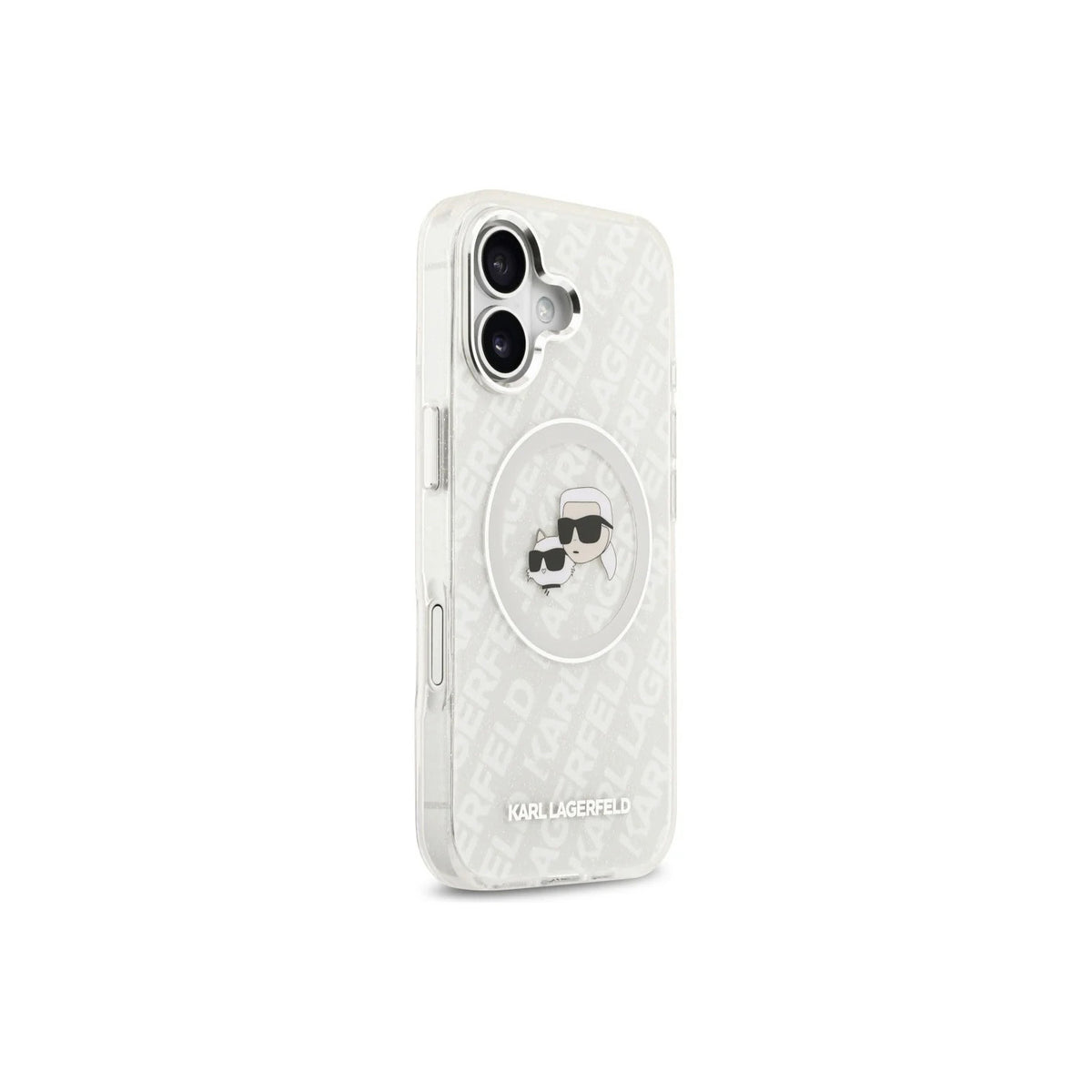 KARL LAGERFELD Funda con Logo Karl & Choupette Brillante para iPhone 17 Compatible con MagSafe, Gris