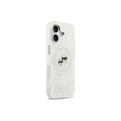 KARL LAGERFELD Funda con Logo Karl & Choupette Brillante para iPhone 17 Compatible con MagSafe, Gris