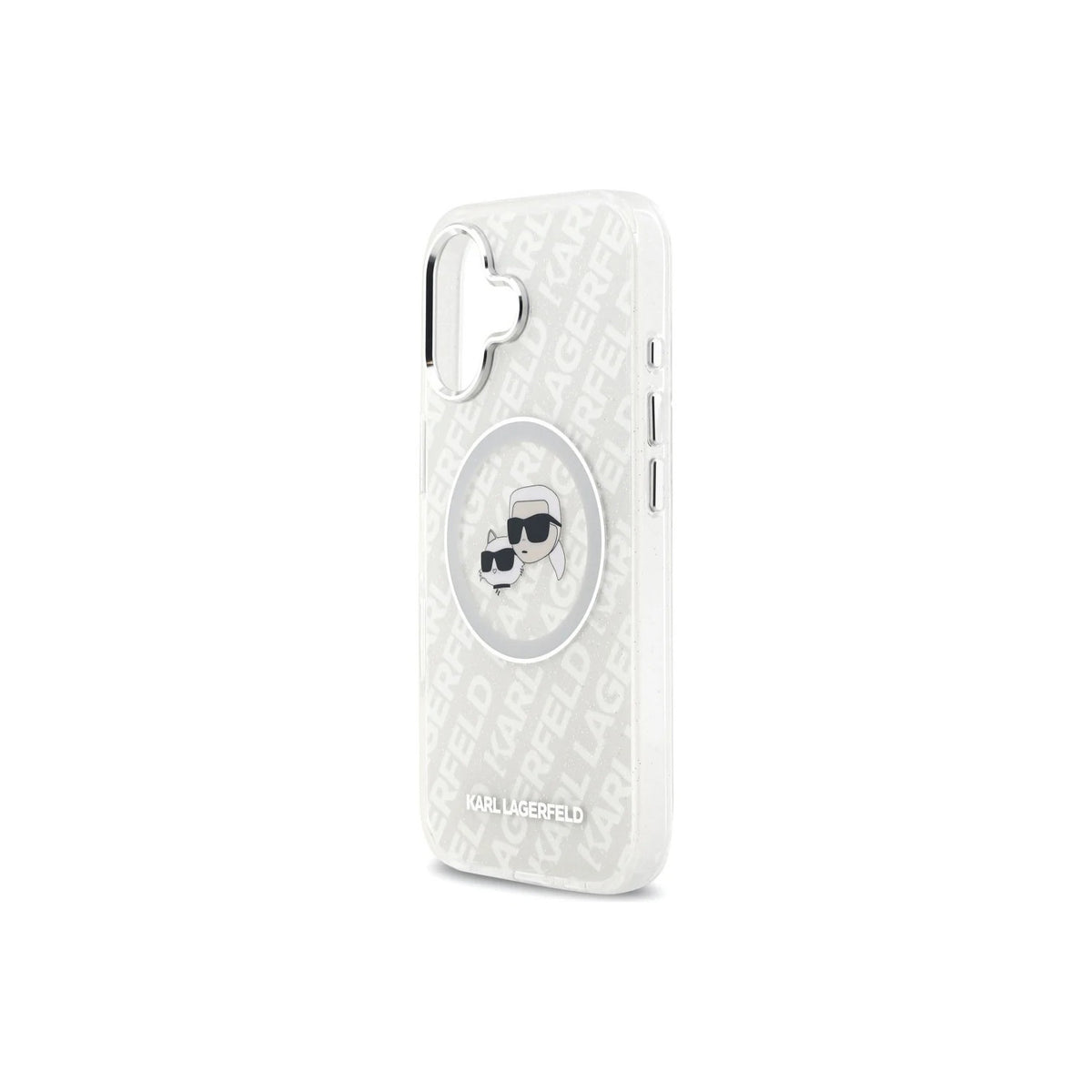 KARL LAGERFELD Funda con Logo Karl & Choupette Brillante para iPhone 17 Compatible con MagSafe, Gris