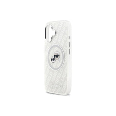 KARL LAGERFELD Funda con Logo Karl & Choupette Brillante para iPhone 17 Compatible con MagSafe, Gris