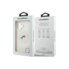 KARL LAGERFELD Funda con Logo Karl & Choupette Brillante para iPhone 17 Compatible con MagSafe, Gris