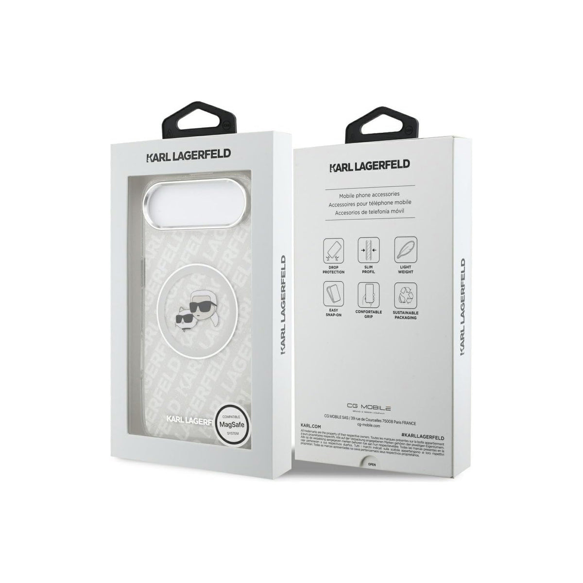KARL LAGERFELD iPhone 17 Air Case - IML Case with MagSafe Gray with Shiny K&C Logo, Elegant Design and Precise Fit