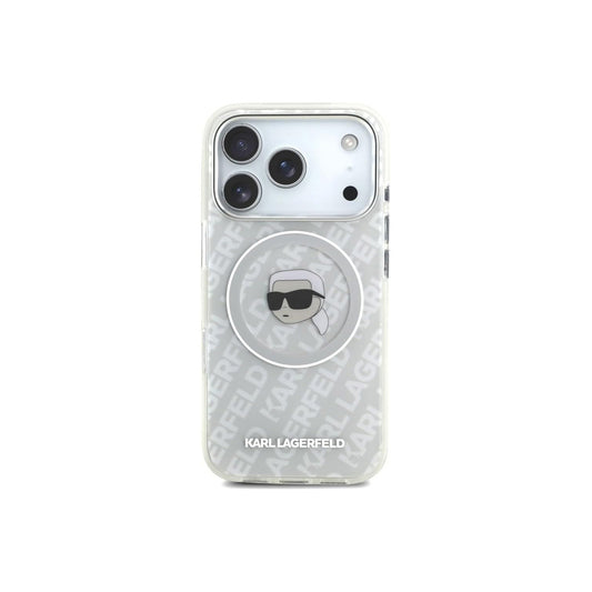 KARL LAGERFELD Funda para iPhone 17 Pro Max – Carcasa IML con MagSafe Gris con Logo K&C Brillante, Diseño Elegante y Ajuste Preciso
