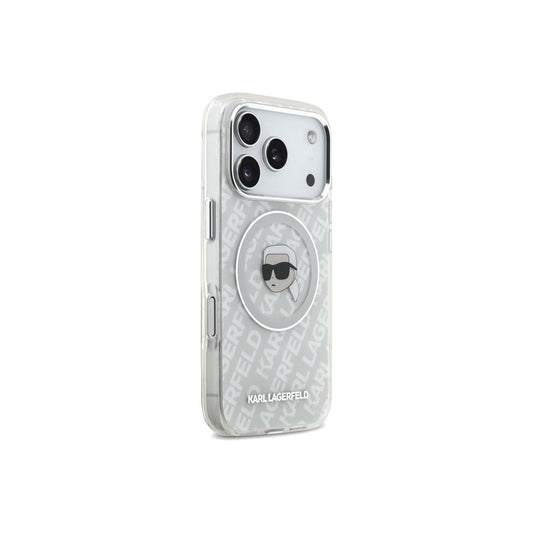 KARL LAGERFELD Funda para iPhone 17 Pro Max – Carcasa IML con MagSafe Gris con Logo K&C Brillante, Diseño Elegante y Ajuste Preciso