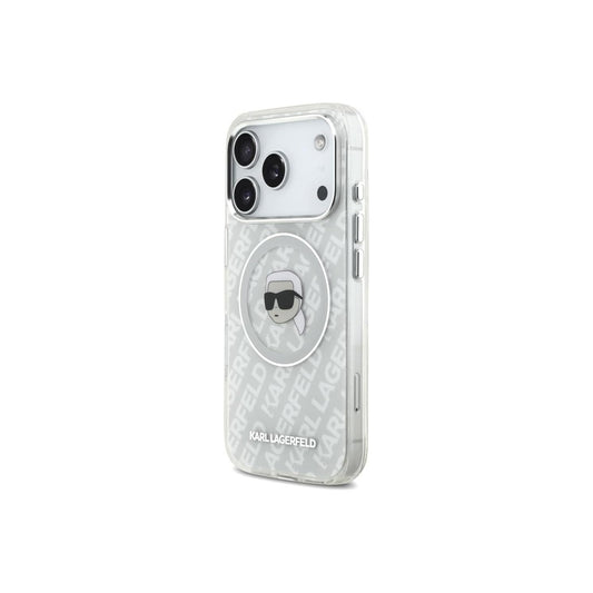 KARL LAGERFELD Funda para iPhone 17 Pro – Carcasa IML con MagSafe Gris con Logo K&C Brillante, Diseño Elegante y Ajuste Preciso