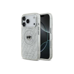 KARL LAGERFELD iPhone 17 Pro Max Case – IML Case with MagSafe Gray with Glossy K&C Logo, Stylish Design and Precise Fit