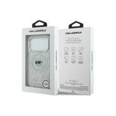 KARL LAGERFELD iPhone 17 Pro Max Case – IML Case with MagSafe Gray with Glossy K&C Logo, Stylish Design and Precise Fit