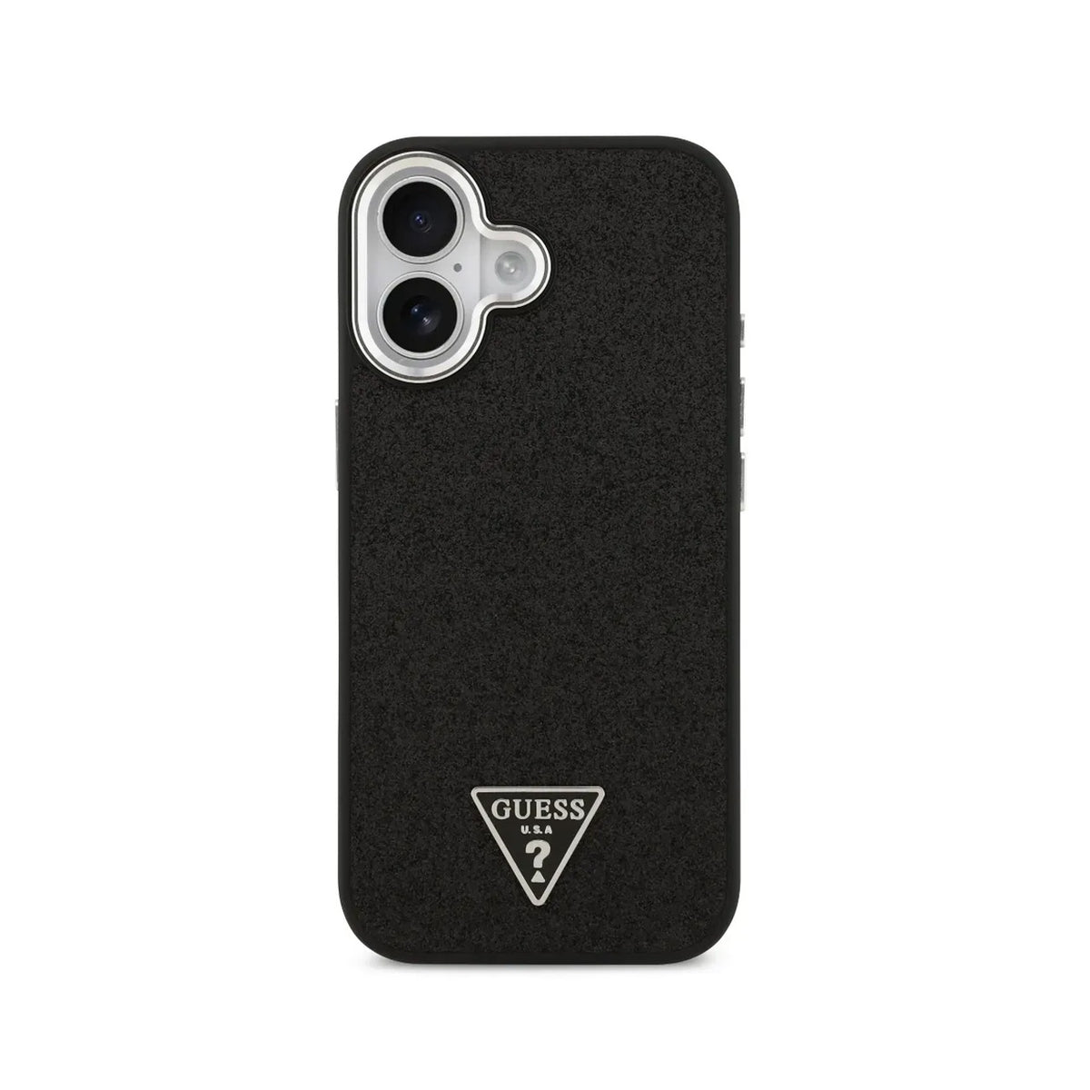 Guess Funda de Polipiel con Purpurina para iPhone 17 Compatible con MagSafe y Protección Anticaídas, Negra
