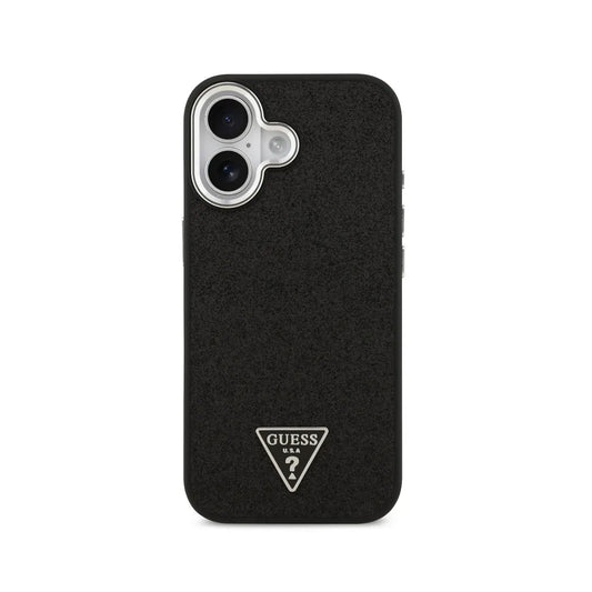 Guess Funda para iPhone 17 – Carcasa con MagSafe, Polipiel con Purpurina Negra, Protección Anticaídas y Ajuste Preciso