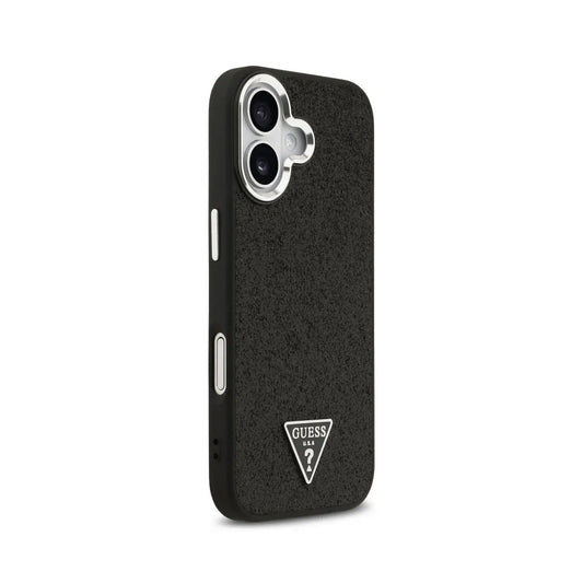 Guess Funda para iPhone 17 – Carcasa con MagSafe, Polipiel con Purpurina Negra, Protección Anticaídas y Ajuste Preciso