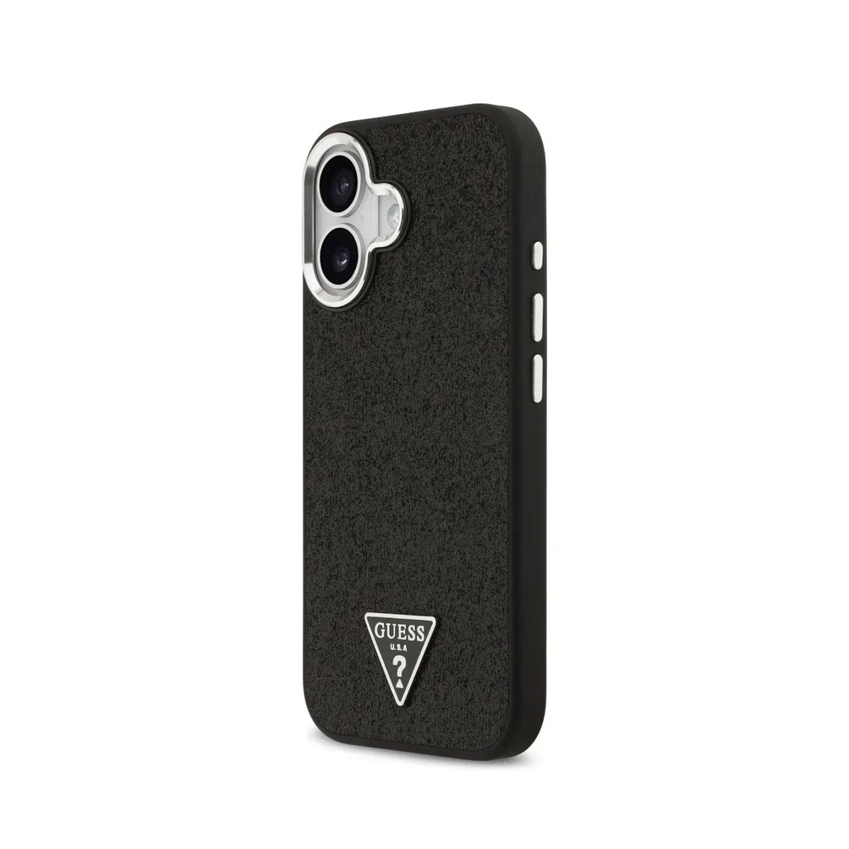 Guess Funda de Polipiel con Purpurina para iPhone 17 Compatible con MagSafe y Protección Anticaídas, Negra