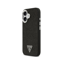Guess Funda de Polipiel con Purpurina para iPhone 17 Compatible con MagSafe y Protección Anticaídas, Negra