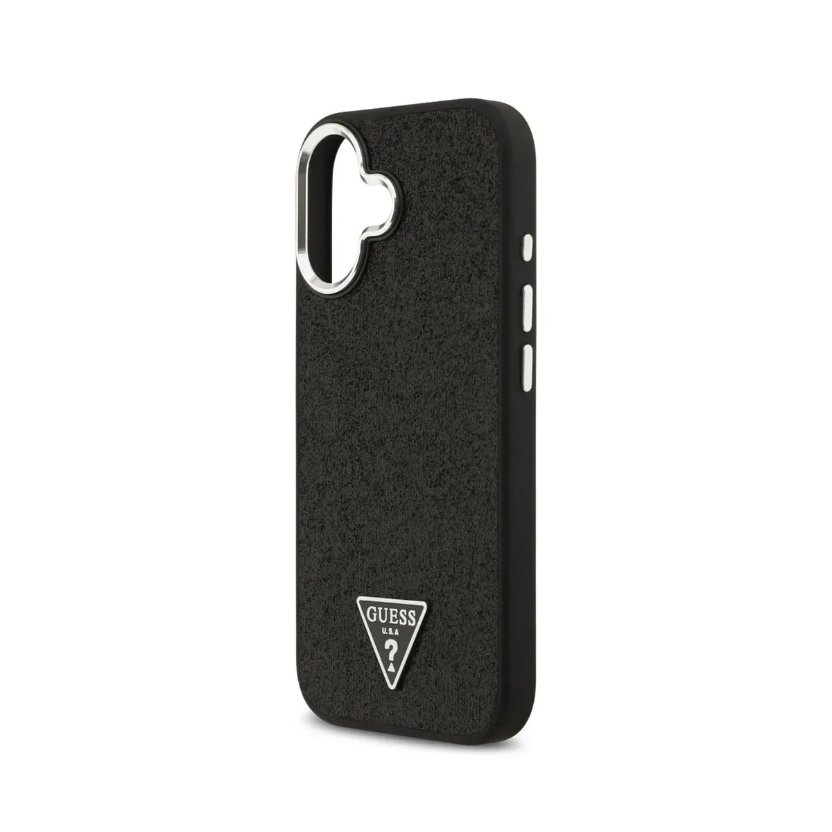 Guess Funda de Polipiel con Purpurina para iPhone 17 Compatible con MagSafe y Protección Anticaídas, Negra