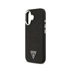 Guess Funda de Polipiel con Purpurina para iPhone 17 Compatible con MagSafe y Protección Anticaídas, Negra