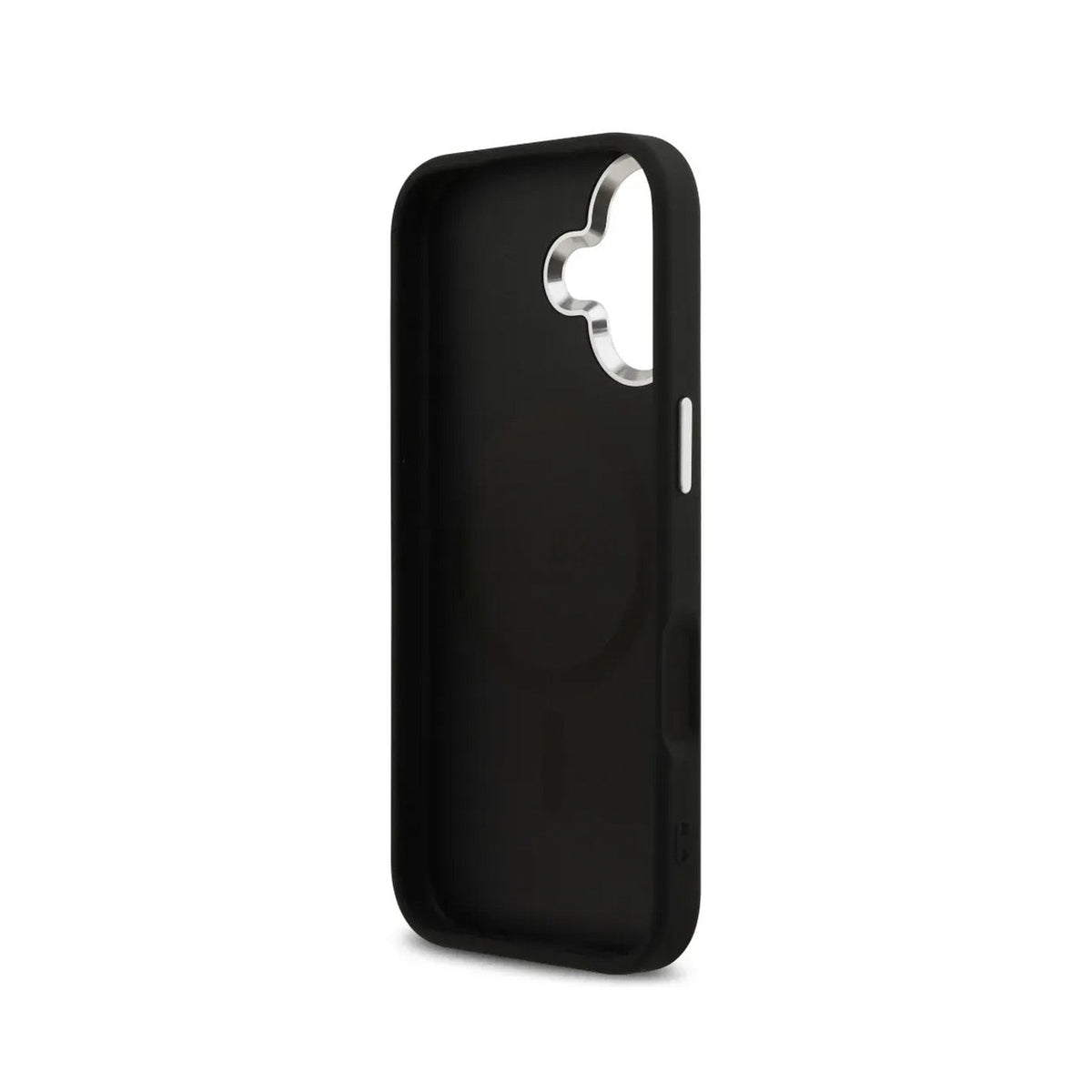 Guess Funda de Polipiel con Purpurina para iPhone 17 Compatible con MagSafe y Protección Anticaídas, Negra