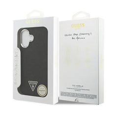Guess Funda de Polipiel con Purpurina para iPhone 17 Compatible con MagSafe y Protección Anticaídas, Negra