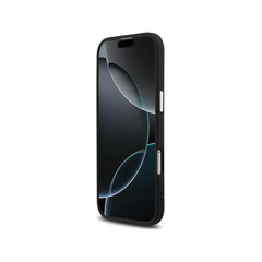 Guess Funda de Polipiel con Purpurina para iPhone Air Compatible con MagSafe y Protección Anticaídas, Negra