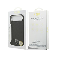 Guess Funda de Polipiel con Purpurina para iPhone Air Compatible con MagSafe y Protección Anticaídas, Negra