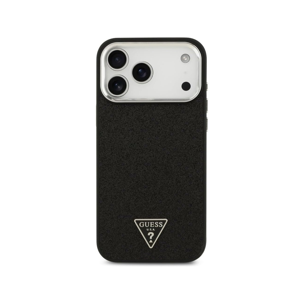 Guess Funda de Polipiel con Purpurina para iPhone 17 Pro Max/18 Pro Max Compatible con MagSafe y Protección Anticaídas, Negra