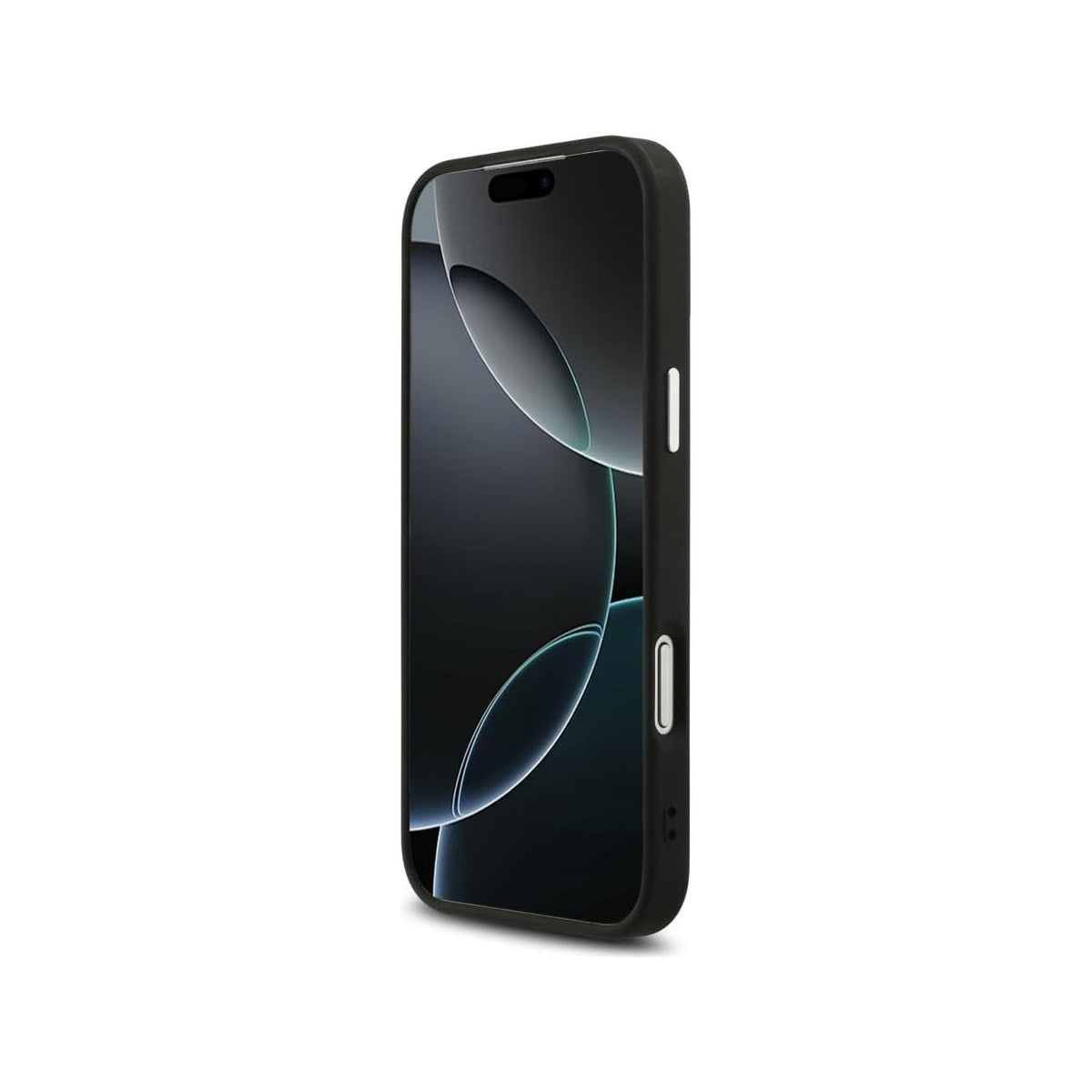Guess Funda de Polipiel con Purpurina para iPhone 17 Pro Compatible con MagSafe y Protección Anticaídas, Negra