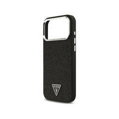 Guess Funda de Polipiel con Purpurina para iPhone 17 Pro Max Compatible con MagSafe y Protección Anticaídas, Negra