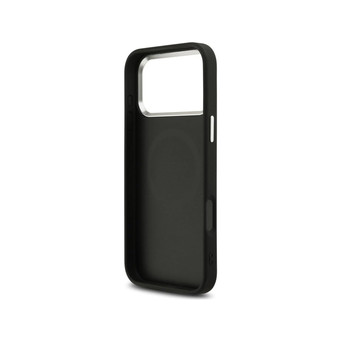 Guess Funda de Polipiel con Purpurina para iPhone 17 Pro Compatible con MagSafe y Protección Anticaídas, Negra