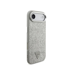 GUESS Funda de Polipiel con Purpurina para iPhone Air Compatible con MagSafe y Protección Anticaídas, Plata
