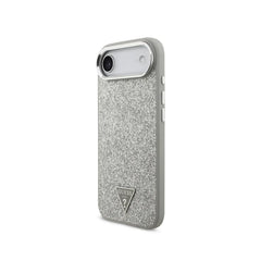 GUESS Funda de Polipiel con Purpurina para iPhone Air Compatible con MagSafe y Protección Anticaídas, Plata
