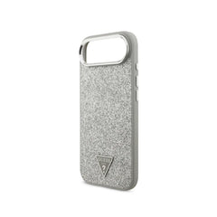 GUESS Funda de Polipiel con Purpurina para iPhone Air Compatible con MagSafe y Protección Anticaídas, Plata