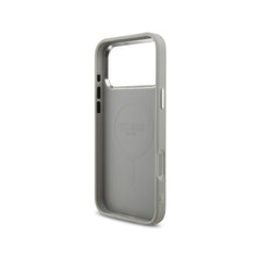 Guess Funda para iPhone 17 Pro – Carcasa de Polipiel con Purpurina Plata Compatible con MagSafe, Protección Anticaídas y Ajuste Preciso