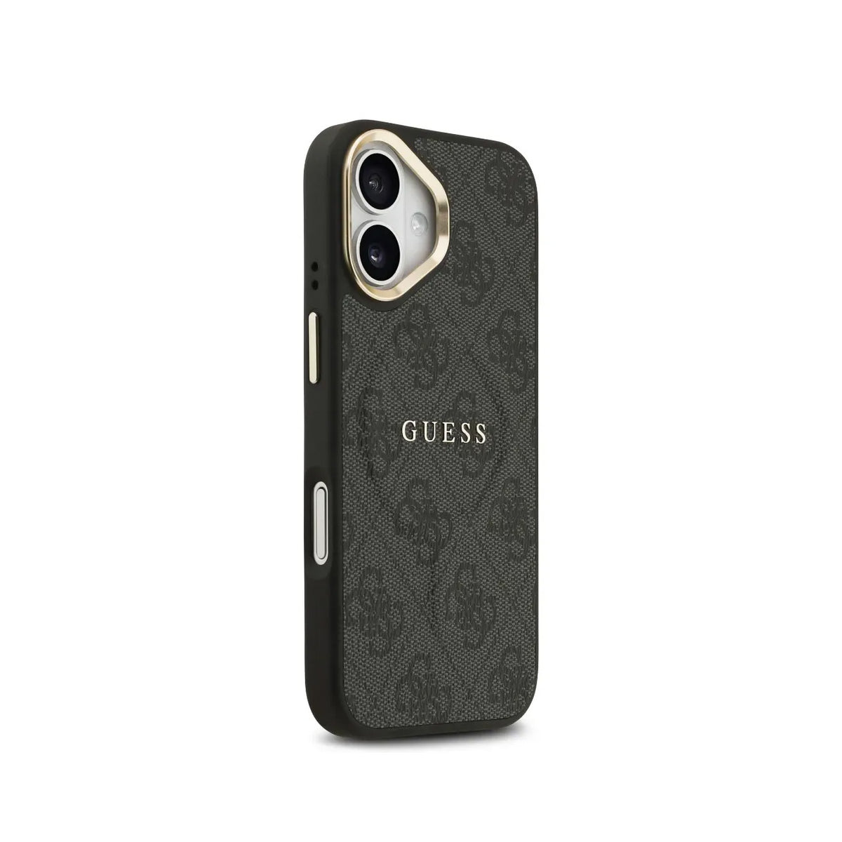 Guess iPhone 17 Case – MagSafe Compatible Case, Black Faux Leather with Classic Guess Logo, Drop Protection and Precise Fit