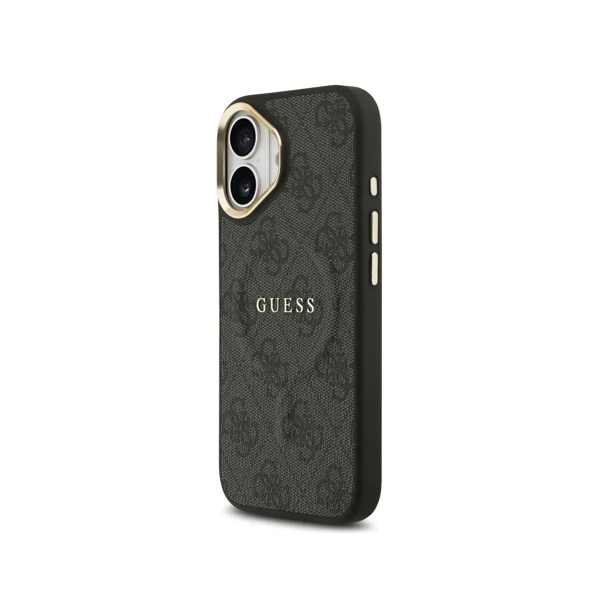 Guess iPhone 17 Case – MagSafe Compatible Case, Black Faux Leather with Classic Guess Logo, Drop Protection and Precise Fit