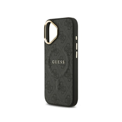Guess Funda de Polipiel Logo Clásico para iPhone 17 Compatible con MagSafe y Protección Anticaídas, Negra