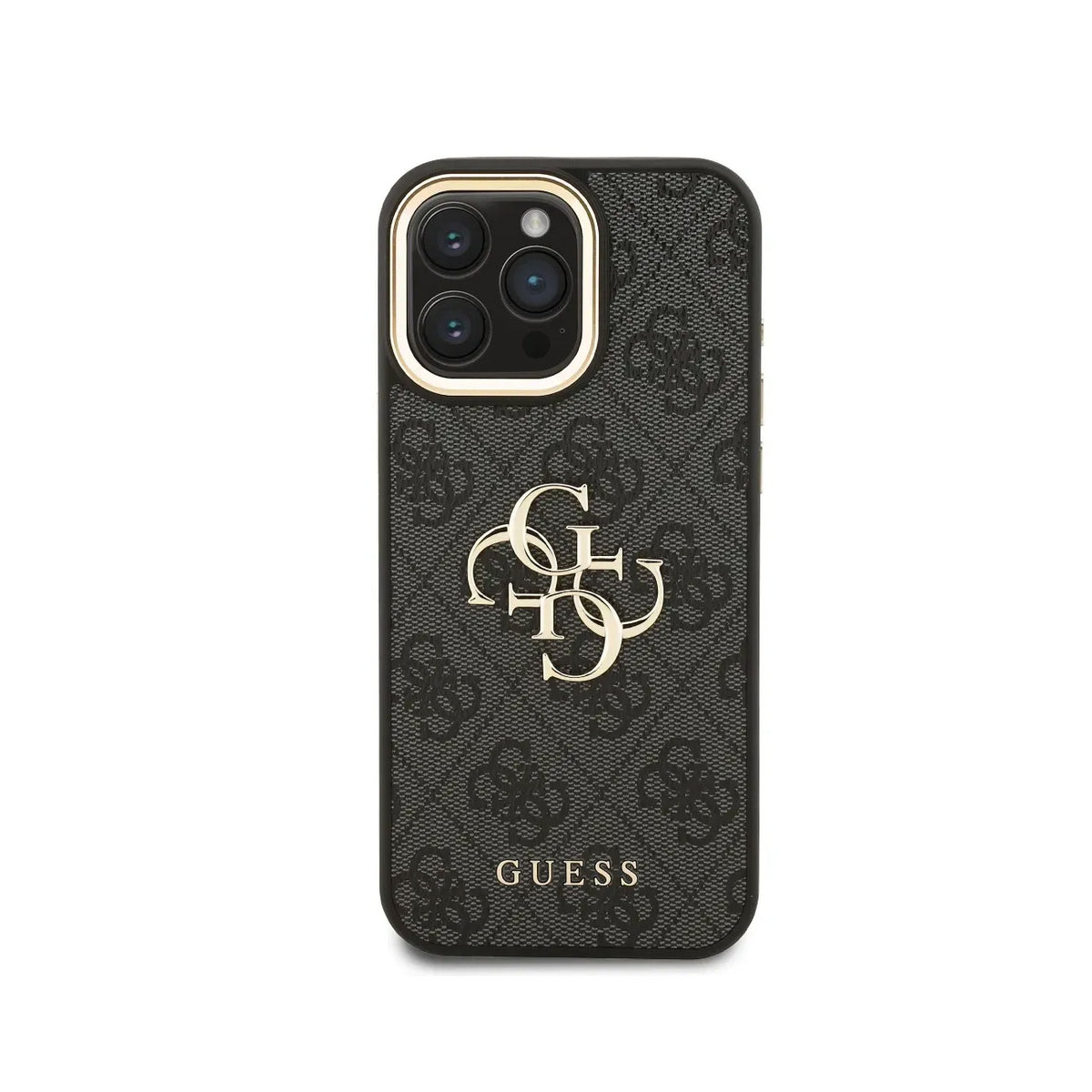 Guess Funda de Polipiel Logo Clásico para iPhone 16 Pro Max Compatible con MagSafe y Protección Anticaídas, Negra