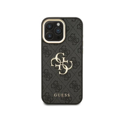 Guess Funda de Polipiel Logo Clásico para iPhone 16 Pro Max Compatible con MagSafe y Protección Anticaídas, Negra