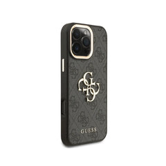 Guess Funda de Polipiel Logo Clásico para iPhone 16 Pro Max Compatible con MagSafe y Protección Anticaídas, Negra