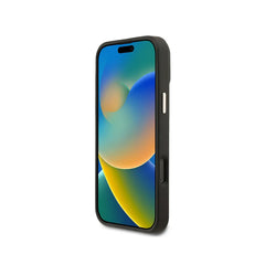 Guess Funda de Polipiel Logo Clásico para iPhone 16 Pro Max Compatible con MagSafe y Protección Anticaídas, Negra
