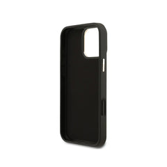 Guess Funda de Polipiel Logo Clásico para iPhone 16 Pro Max Compatible con MagSafe y Protección Anticaídas, Negra