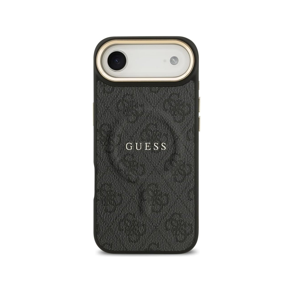 Guess Funda de Polipiel Logo Clásico para iPhone Air Compatible con MagSafe y Protección Anticaídas, Negra