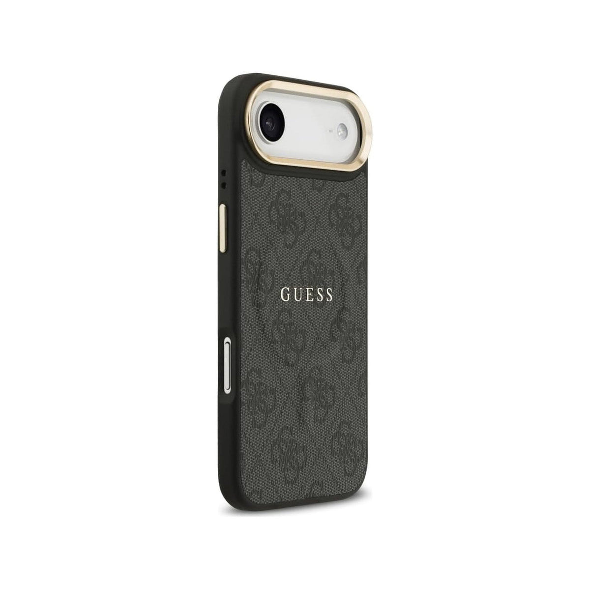 Guess Funda de Polipiel Logo Clásico para iPhone Air Compatible con MagSafe y Protección Anticaídas, Negra