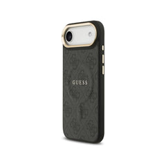 Guess Funda de Polipiel Logo Clásico para iPhone Air Compatible con MagSafe y Protección Anticaídas, Negra